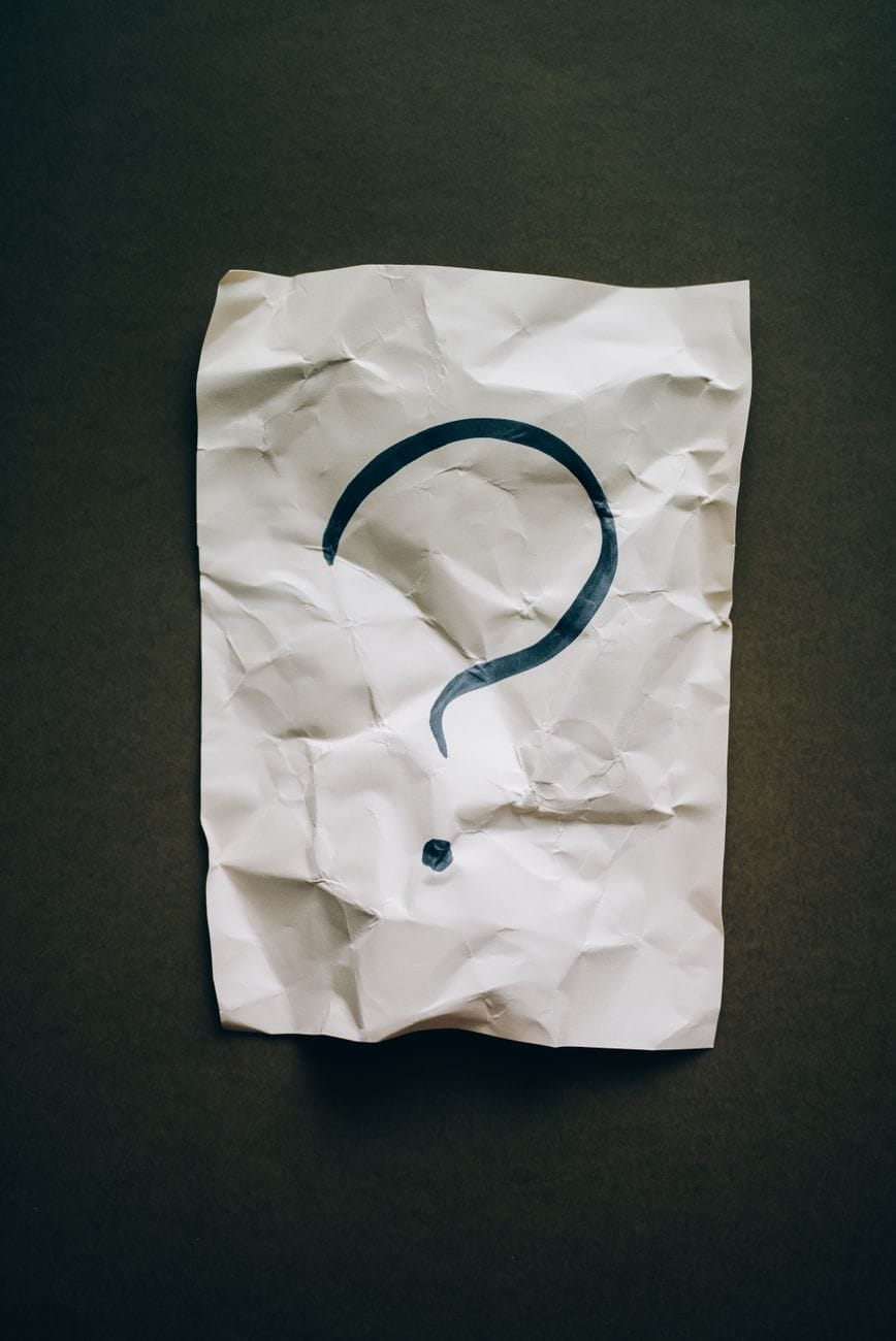 question mark on crumpled paper