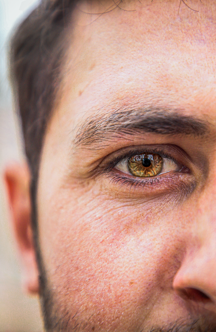 close up of a golden eye in natural light